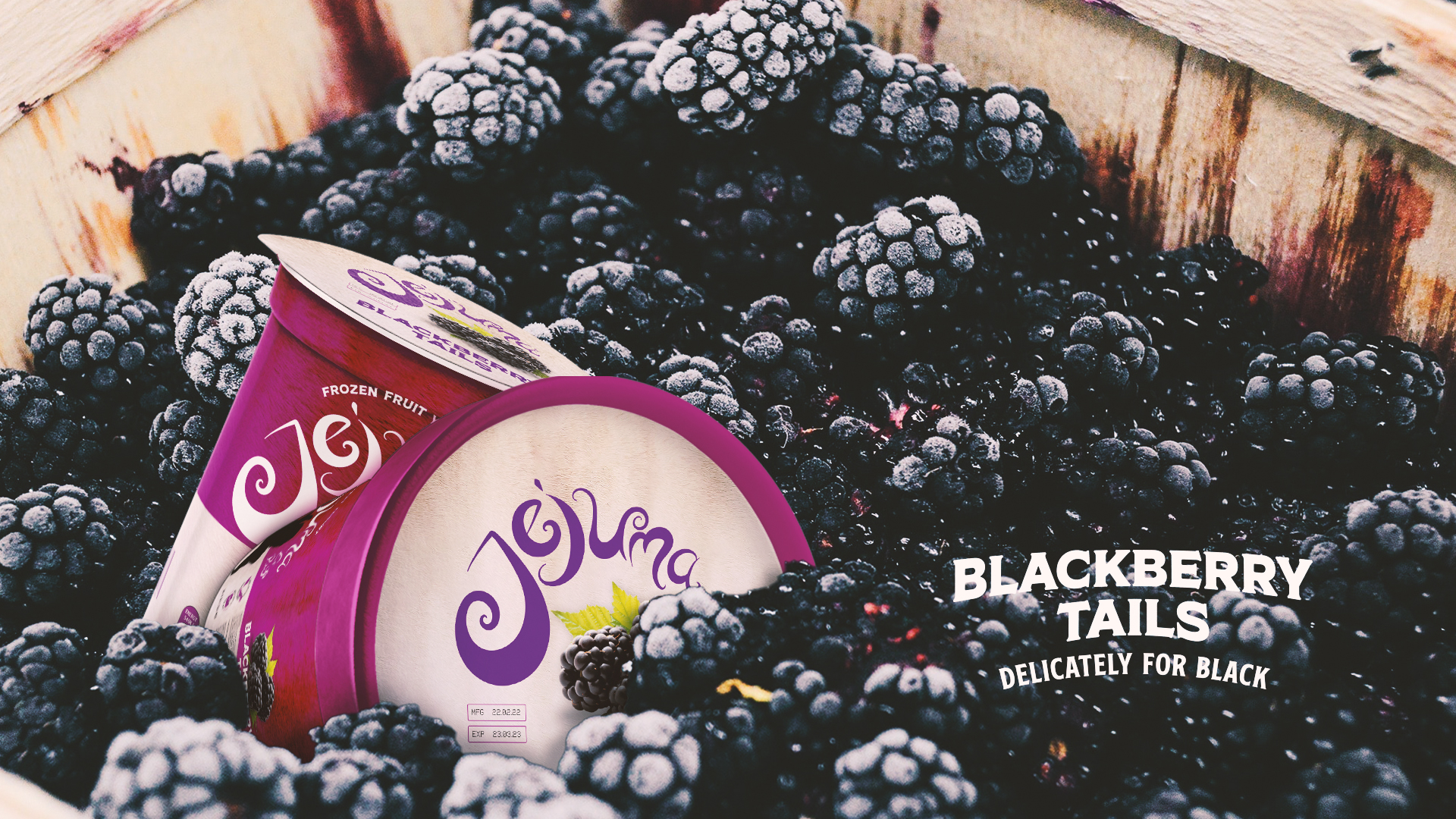 yogurt container on blackberries