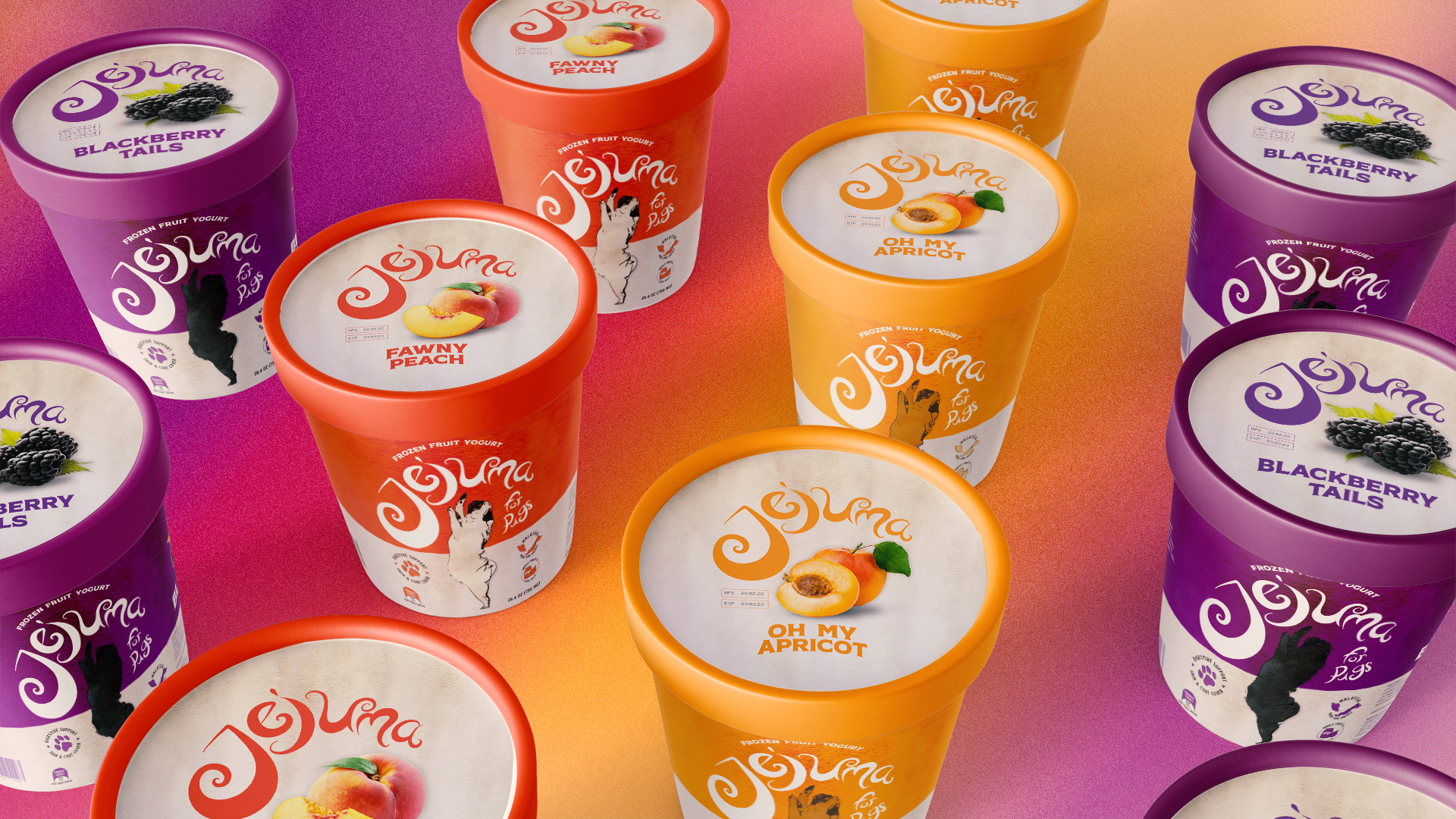 multiple flavour yogurt container on colourful background